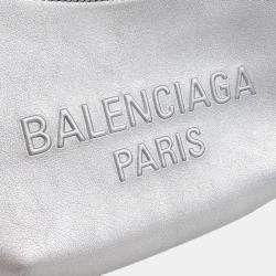 Pre Owned Balenciaga Silver Leather Mary Kate Sling Shoulder Bag