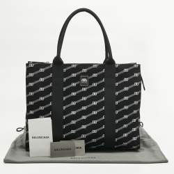 Pre Owned Balenciaga Black/White BB Monogram Canvas Trade Tote