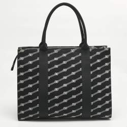 Pre Owned Balenciaga Black/White BB Monogram Canvas Trade Tote