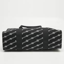 Pre Owned Balenciaga Black/White BB Monogram Canvas Trade Tote