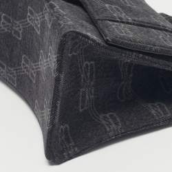 Pre Owned Balenciaga Black BB Monogram Denim Small Hourglass Top Handle Bag