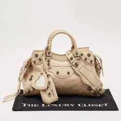 Pre Owned Balenciaga Light Beige Leather Neo Cagole City Tote