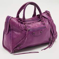 Pre Owned Balenciaga Purple Leather Classic City Tote