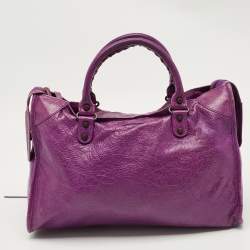 Pre Owned Balenciaga Purple Leather Classic City Tote