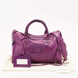 Pre Owned Balenciaga Purple Leather Classic City Tote