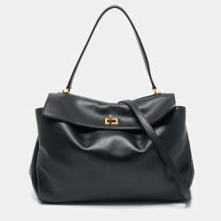 Pre Owned Balenciaga Black Leather Medium Rodeo Top Handle Bag