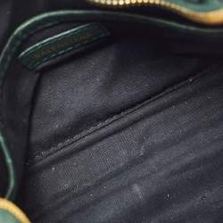 Pre Owned Balenciaga Green Croc Embossed Leather Nano Metallic Edge City Bag