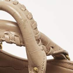 Pre Owned Balenciaga Beige Croc Embossed Leather Mini City Bag