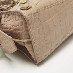 Pre Owned Balenciaga Beige Croc Embossed Leather Mini City Bag