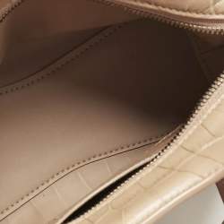 Pre Owned Balenciaga Beige Croc Embossed Leather Mini City Bag