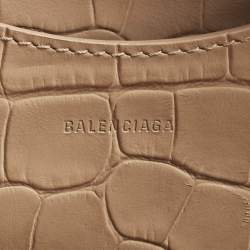 Pre Owned Balenciaga Beige Croc Embossed Leather Mini City Bag