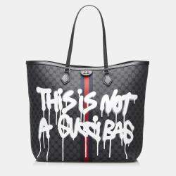 Pre Owned Balenciaga Black The Hacker Project Graffiti BB Supreme Tote