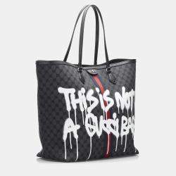 Pre Owned Balenciaga Black The Hacker Project Graffiti BB Supreme Tote