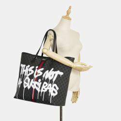 Pre Owned Balenciaga Black The Hacker Project Graffiti BB Supreme Tote