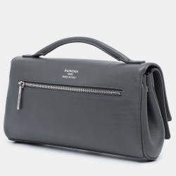 Pre Owned Balenciaga Grey Small Smooth Calfskin Bel Air Clutch On Strap