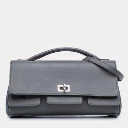 Pre Owned Balenciaga Grey Small Smooth Calfskin Bel Air Clutch On Strap