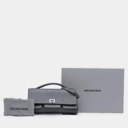 Pre Owned Balenciaga Grey Small Smooth Calfskin Bel Air Clutch On Strap