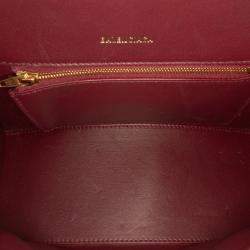 Pre Owned Balenciaga Burgundy Small Lizard Embossed Calfskin Hourglass Top Handle Bag