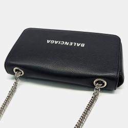 Pre Owned Balenciaga Black Leather Everyday Chain Crossbody Bag