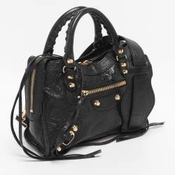Pre Owned Balenciaga Black Leather Mini Metallic Edge Classic City Bag