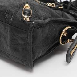 Pre Owned Balenciaga Black Leather Mini Metallic Edge Classic City Bag
