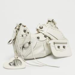 Pre Owned Balenciaga White Leather XS Le Cagole Shoulder Bag