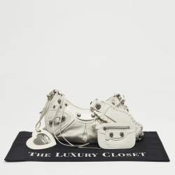 Pre Owned Balenciaga White Leather XS Le Cagole Shoulder Bag