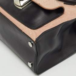 Pre Owned Balenciaga Black/Peach Leather and Python Padlock Mini All Afternoon Tote