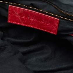 Pre Owned Balenciaga Red Leather Motocross Classic Bowling Bag