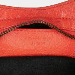 Pre Owned Balenciaga Red Mini Lambskin Motocross Classic City Satchel