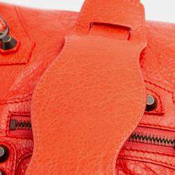 Pre Owned Balenciaga Red Mini Lambskin Motocross Classic City Satchel
