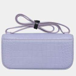 Pre Owned Croco Embossed Small Gossip Shoulder Bag