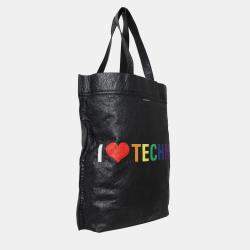 Pre Owned I Love Techno Leather Tote Bag