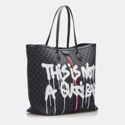 Pre Owned Balenciaga Black The Hacker Project Graffiti BB Supreme Tote
