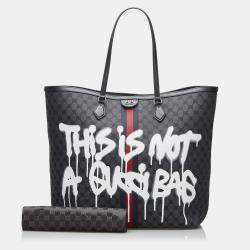 Pre Owned Balenciaga Black The Hacker Project Graffiti BB Supreme Tote