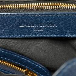 Pre Owned Balenciaga Navy Blue Leather Motocycle Town Bag