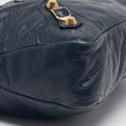 Pre Owned Balenciaga Navy Blue Leather Motocycle Town Bag