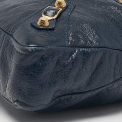 Pre Owned Balenciaga Navy Blue Leather Motocycle Town Bag