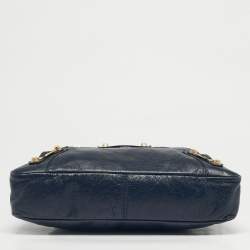 Pre Owned Balenciaga Navy Blue Leather Motocycle Town Bag