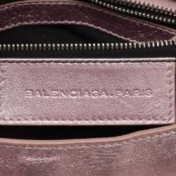 Pre Owned Balenciaga Metallic Rose Pink Leather Agneau Classic S City Tote