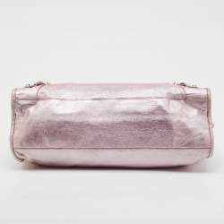 Pre Owned Balenciaga Metallic Rose Pink Leather Agneau Classic S City Tote
