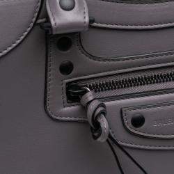Pre Owned Balenciaga Grey Small Smooth Calfskin Motocross Neo Classic City Satchel