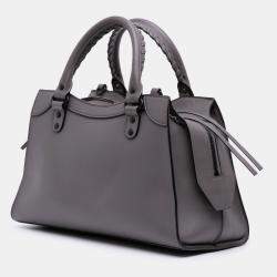Pre Owned Balenciaga Grey Small Smooth Calfskin Motocross Neo Classic City Satchel