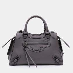 Pre Owned Balenciaga Grey Small Smooth Calfskin Motocross Neo Classic City Satchel