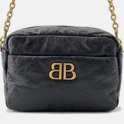 Pre Owned Balenciaga Monaco Black Calf Leather Camera Bag