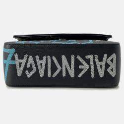 Pre Owned Balenciaga Graffiti Chain shoulder Black/Blue Leather