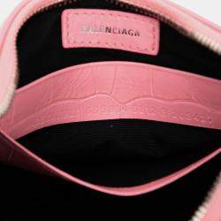 Pre Owned Balenciaga Pink Mini Embossed Leather Motocross Le Cagole