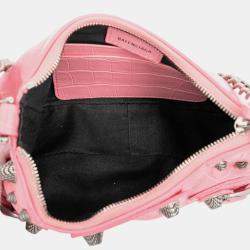 Pre Owned Balenciaga Pink Mini Embossed Leather Motocross Le Cagole