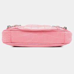 Pre Owned Balenciaga Pink Mini Embossed Leather Motocross Le Cagole