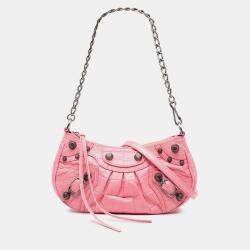 Pre Owned Balenciaga Pink Mini Embossed Leather Motocross Le Cagole